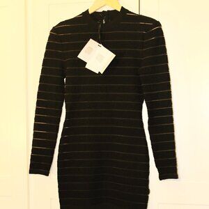 Balmain Paris Short Long Sleeve logo stripe dress Opa Size 40